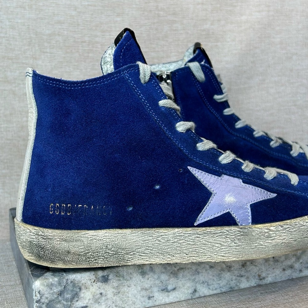 Golden Goose Francy High-Top Sneakers – Cobalt Blue Suede Like New EU 39/US 8.5 - Picture 6 of 11